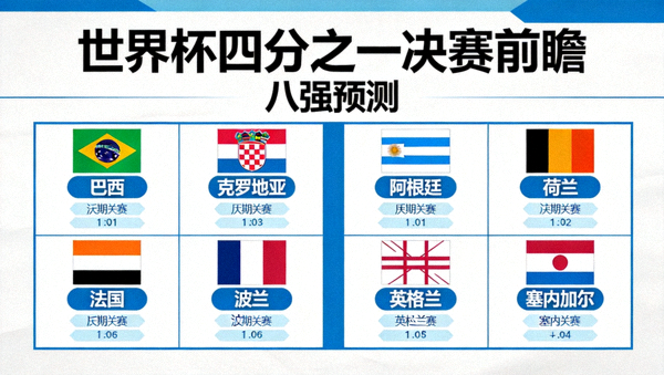 世界杯四分之一决赛前瞻 八强预测